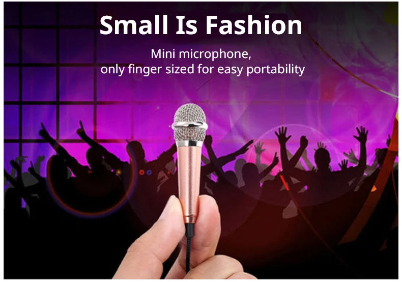 Portable 3.5mm Stereo Recording Microphone - Mini Plug & Play Mic for Smartphone, Karaoke, Streaming