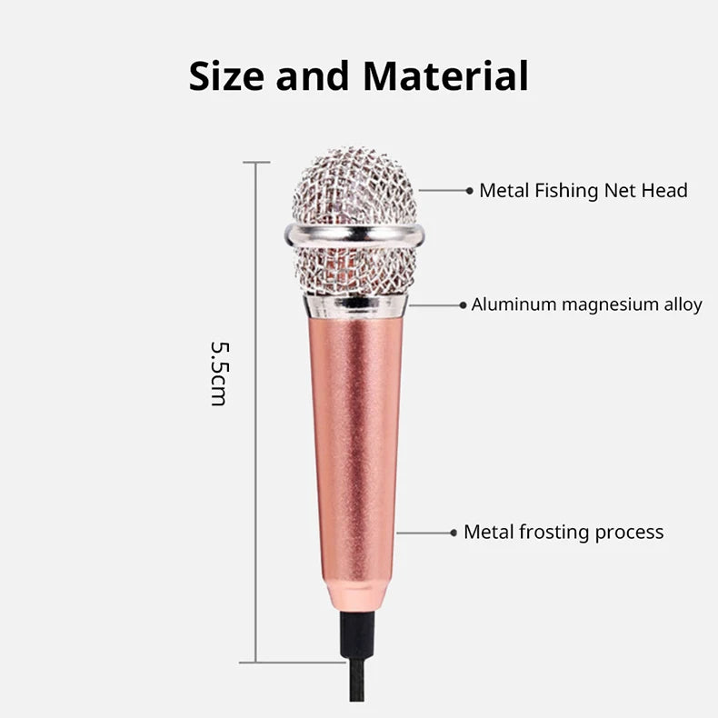 Portable 3.5mm Stereo Recording Microphone - Mini Plug & Play Mic for Smartphone, Karaoke, Streaming