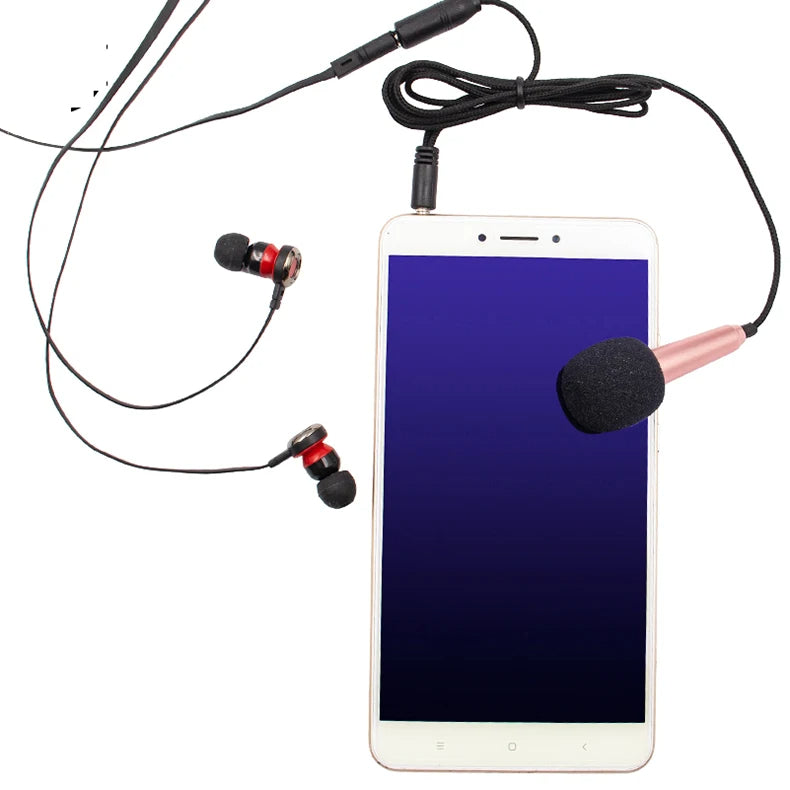 Portable 3.5mm Stereo Recording Microphone - Mini Plug & Play Mic for Smartphone, Karaoke, Streaming