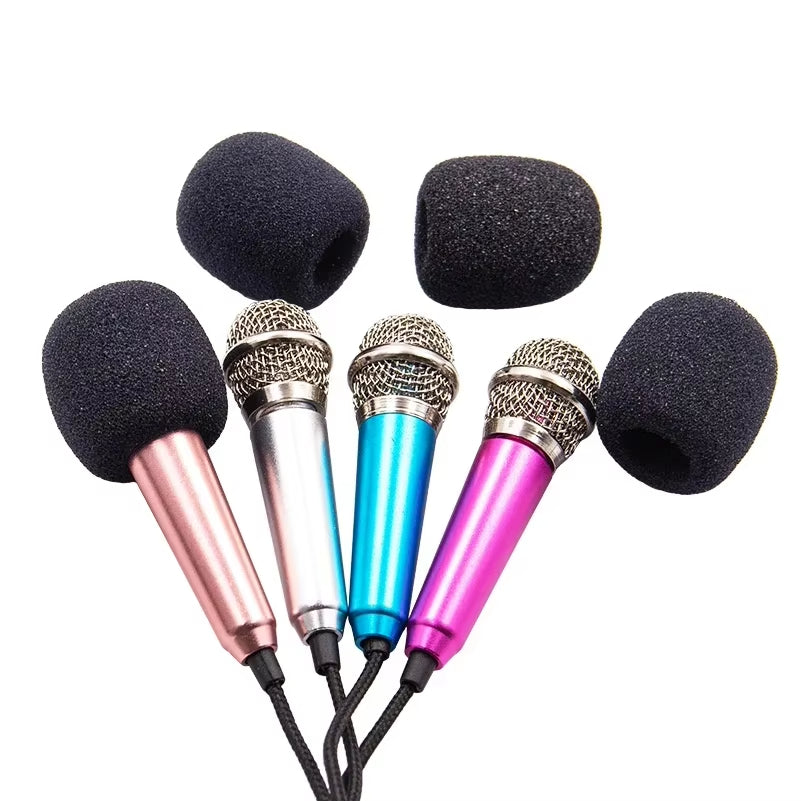 Portable 3.5mm Stereo Recording Microphone - Mini Plug & Play Mic for Smartphone, Karaoke, Streaming